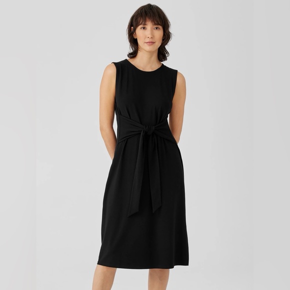 Eileen Fisher Dresses & Skirts - Eileen Fisher Stretch Jersey Knit Tie-Front Sleeveless Dress women’s size S